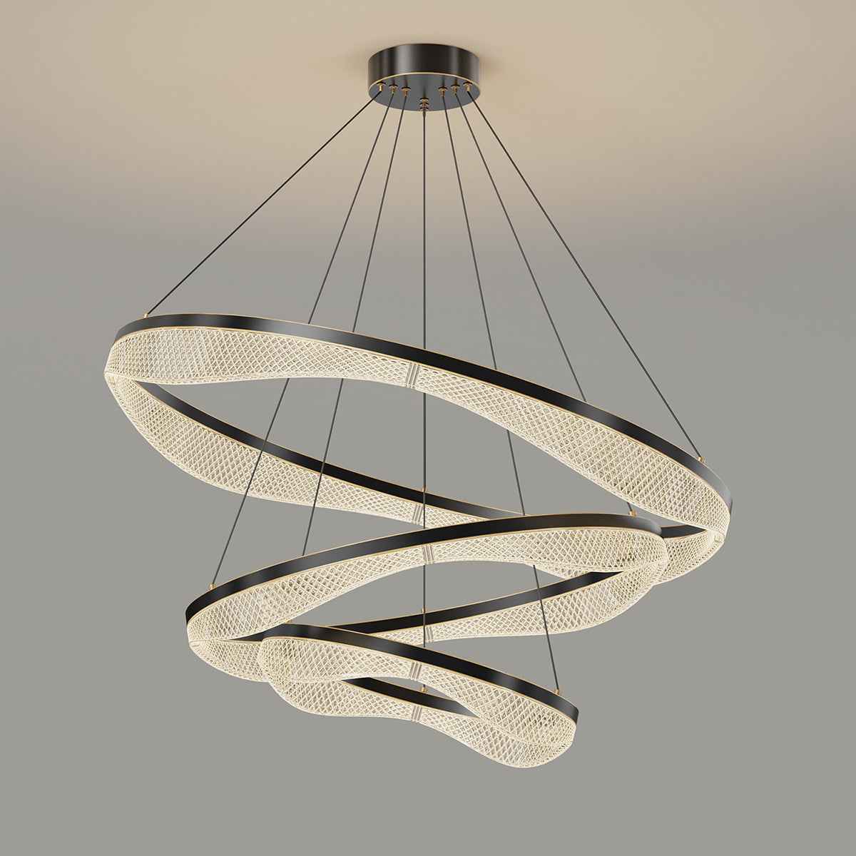 Three Tier Ring Chandelier with Acrylic LED Shades for Foyer（副本）