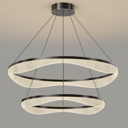 Two Tier Ring Chandelier with Acrylic LED Diffuser for Dining