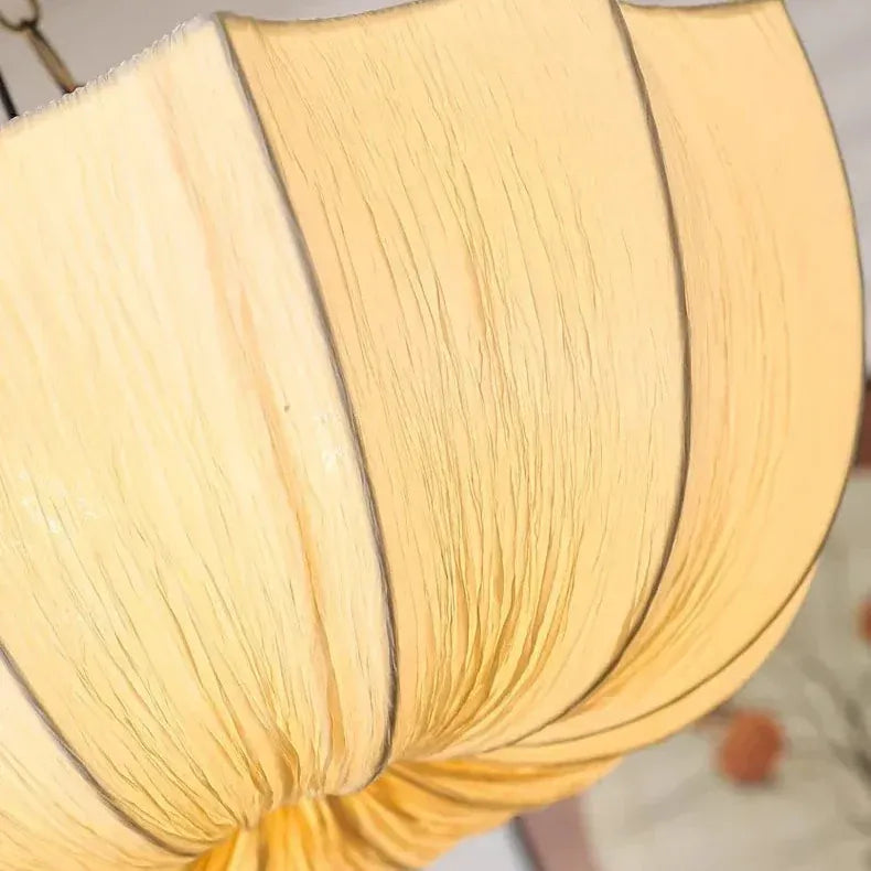 Wabi Sabi Fabric Pendant Light | Japandi Pleated Chandelier