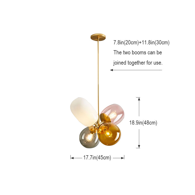 Multi Colored Glass Globe Chandelier | Modern Gold Bubble Light