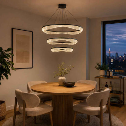 Three Tier Ring Chandelier with Acrylic LED Shades for Foyer（副本）