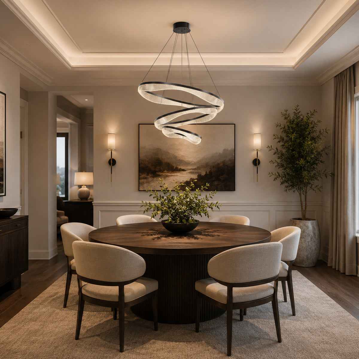 Three Tier Ring Chandelier with Acrylic LED Shades for Foyer（副本）