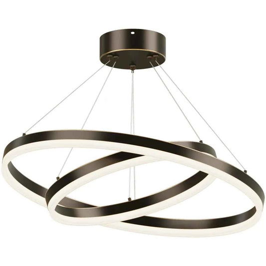 Modern Double Ring LED Chandelier, 3CCT Halo Pendant Light | Hushwing