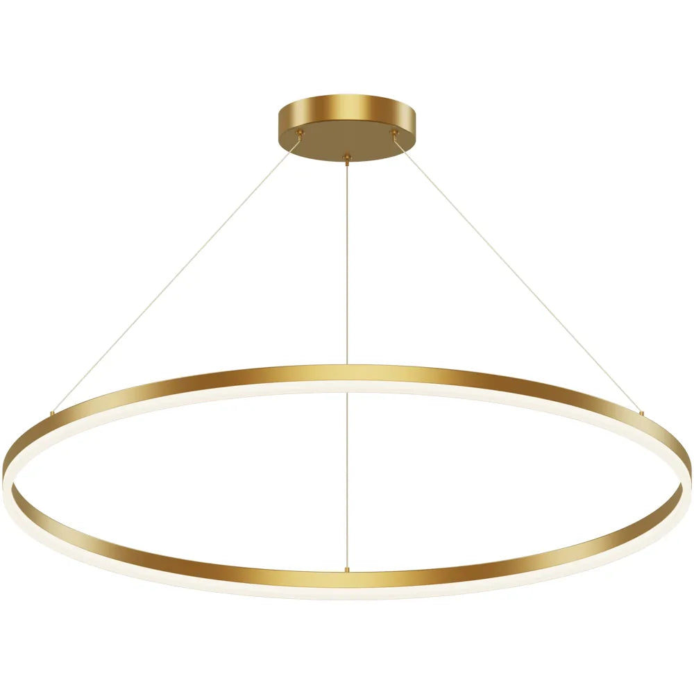 Modern Gold LED Ring Chandelier, 3CCT Adjustable Pendant | Hushwing
