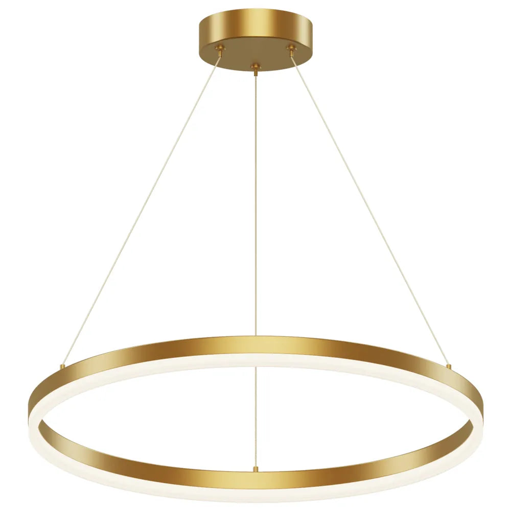 Modern Gold LED Ring Chandelier, 3CCT Adjustable Pendant | Hushwing