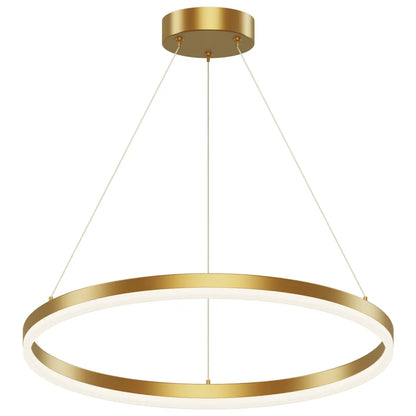 Modern Gold LED Ring Chandelier, 3CCT Adjustable Pendant | Hushwing