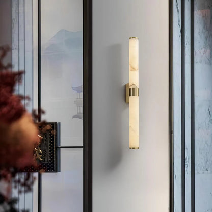Brass Alabaster Wall Sconce | Luxury Linear Architectural Vanity Light