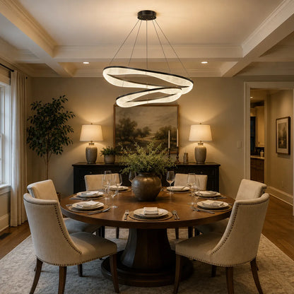 Two Tier Ring Chandelier with Acrylic LED Diffuser for Dining