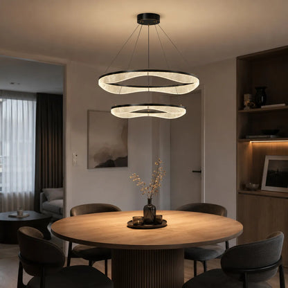 Two Tier Ring Chandelier with Acrylic LED Diffuser for Dining