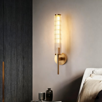Brass Pleated Glass Wall Sconce | Luxury Wave Artisanal Vanity Vanity Light