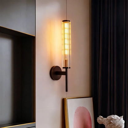 Brass Pleated Glass Wall Sconce | Luxury Wave Artisanal Vanity Vanity Light