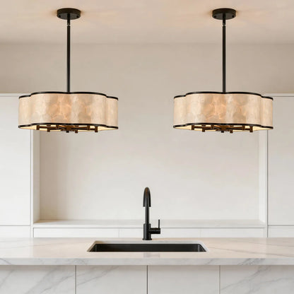 Lustre tambour 20 po en coquille de Capiz