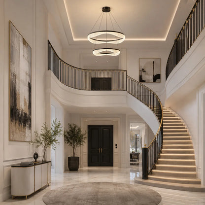 Two Tier Ring Chandelier with Acrylic LED Diffuser for Dining