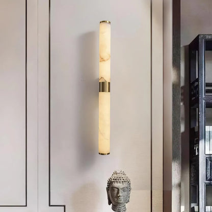 Brass Alabaster Wall Sconce | Luxury Linear Architectural Vanity Light