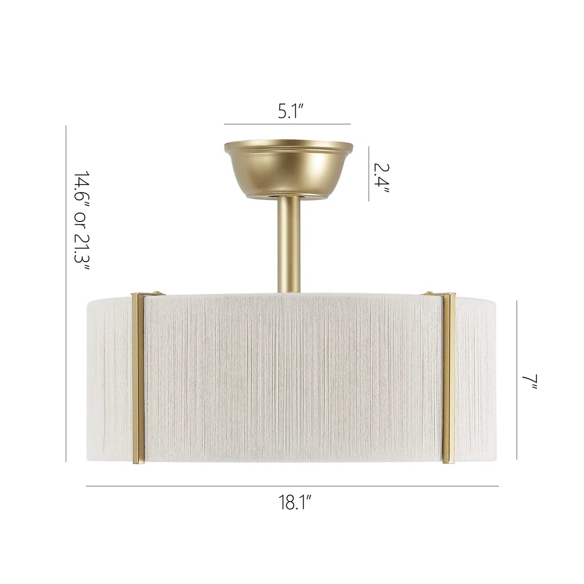 Size chart and specifications for gold boho fandelier with light
