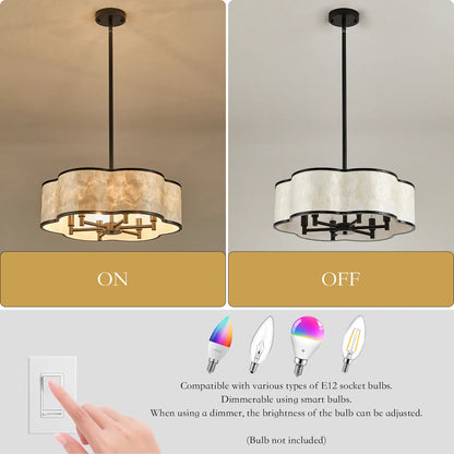 Lustre tambour 20 po en coquille de Capiz