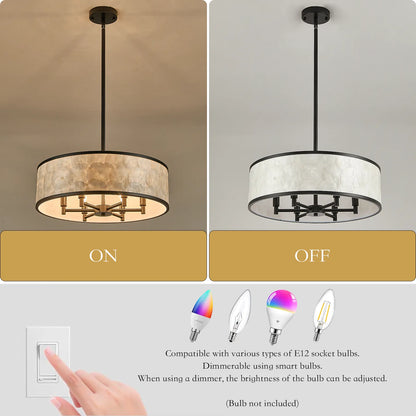 Lustre tambour 20 po en coquille de Capiz