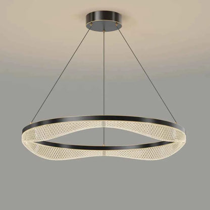 Modern Ring Chandelier in Black Gold with Acrylic LED Diffuser