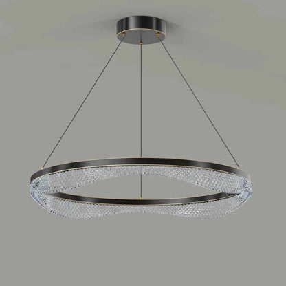 Modern Ring Chandelier in Black Gold with Acrylic LED Diffuser