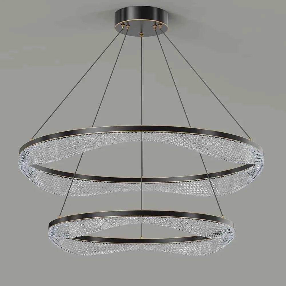 Two Tier Ring Chandelier with Acrylic LED Diffuser for Dining