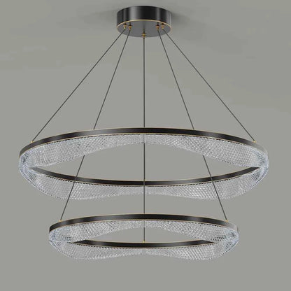 Two Tier Ring Chandelier with Acrylic LED Diffuser for Dining