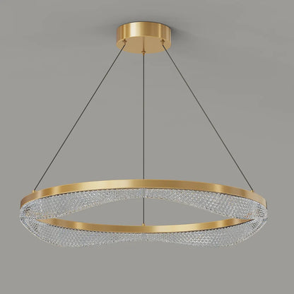 Gold Ring Chandelier with Acrylic LED Diffuser for Dining Room