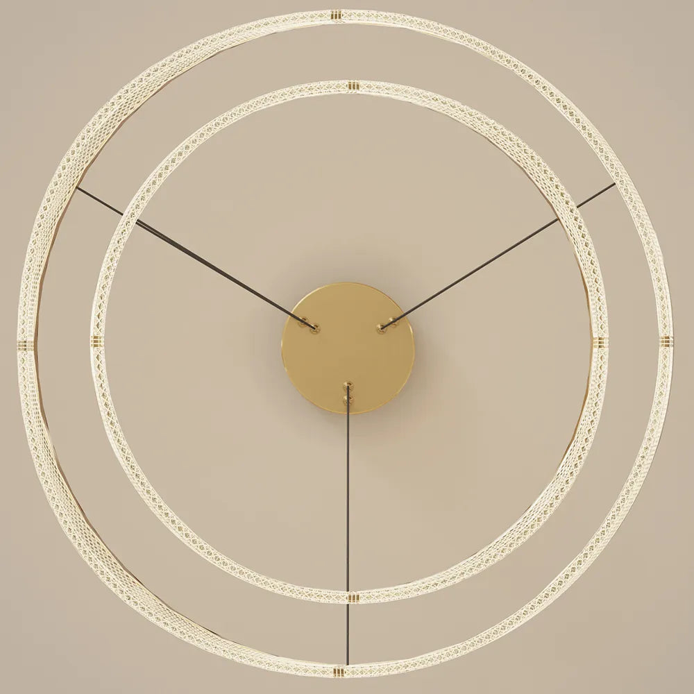 Two Tier Gold Chandelier with Acrylic LED Rings for Dining