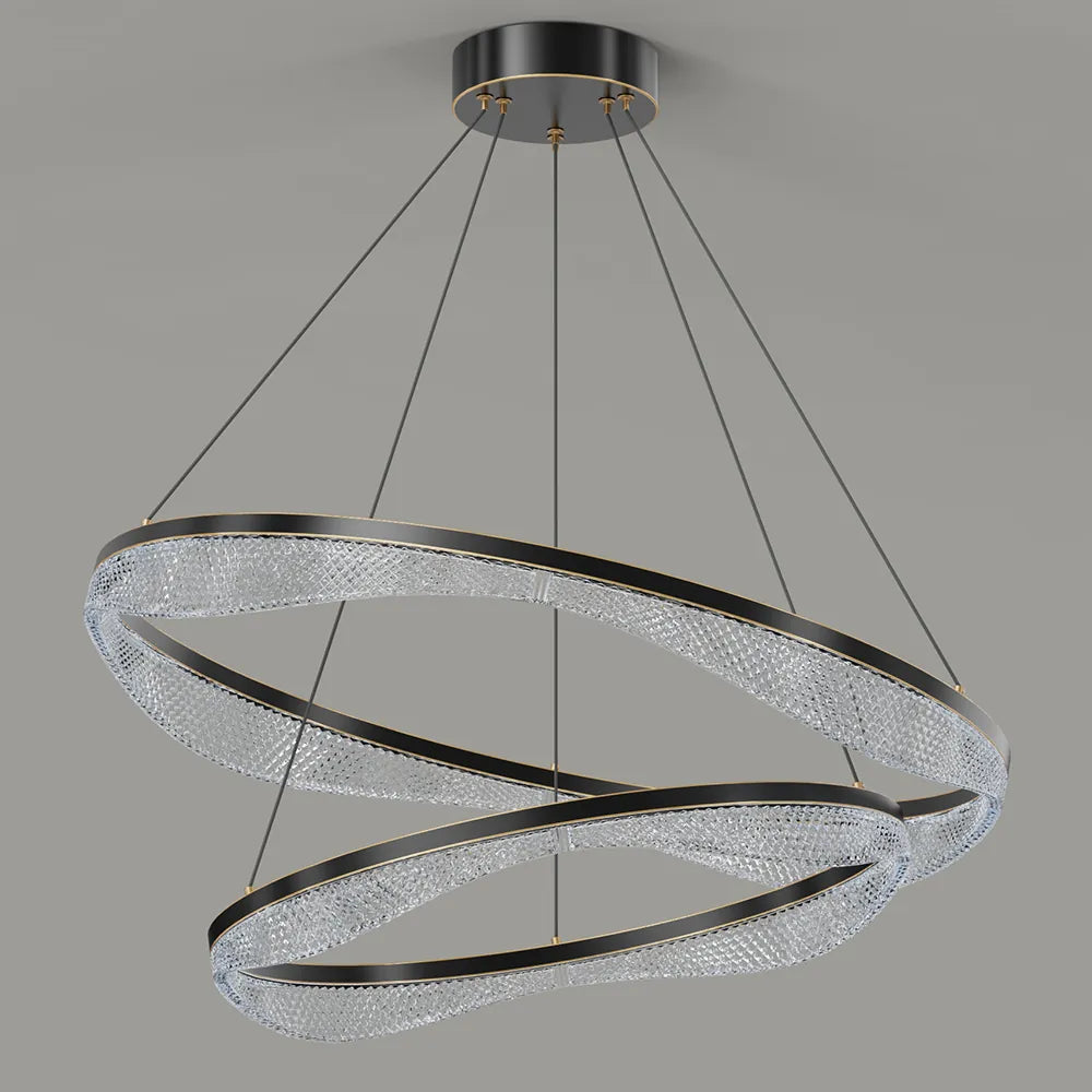 Two Tier Ring Chandelier with Acrylic LED Diffuser for Dining