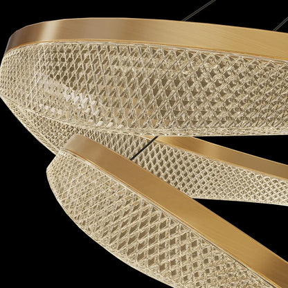 Two Tier Gold Chandelier with Acrylic LED Rings for Dining
