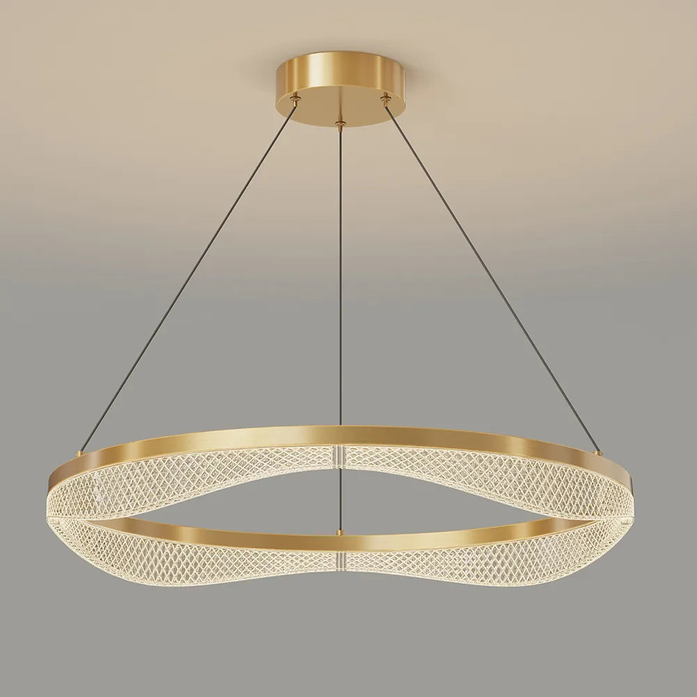 Gold Ring Chandelier with Acrylic LED Diffuser for Dining Room