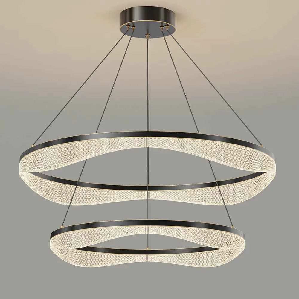 Two Tier Ring Chandelier with Acrylic LED Diffuser for Dining