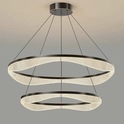 Two Tier Ring Chandelier with Acrylic LED Diffuser for Dining