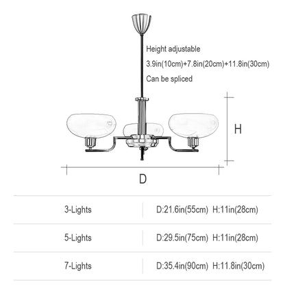 Mid-Century Modern Glass Chandelier - Retro Hanging Light for Dining Room