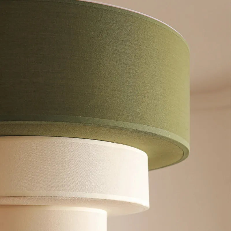 Tiered Fabric Drum Pendant Light | 3-Tier Japandi Chandelier