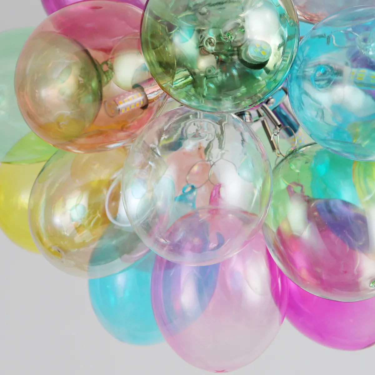 Whimsical Colorful Bubble Chandelier - Rainbow Glass Ball Pendant Light