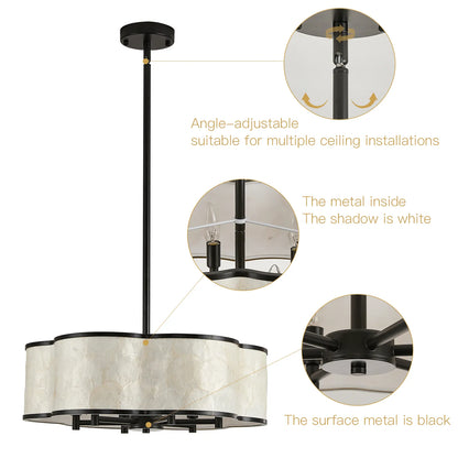 Lustre tambour 20 po en coquille de Capiz