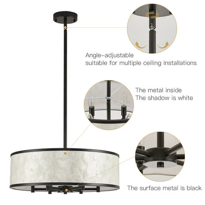 Lustre tambour 20 po en coquille de Capiz