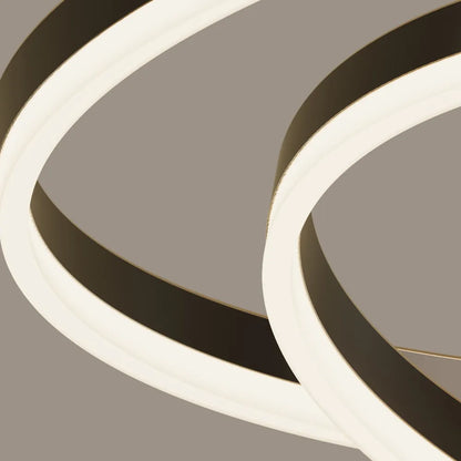 Acrylic diffuser detail on double ring LED chandelier for soft even light