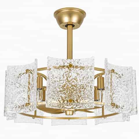 23.2-In Gold Ripple Glass Fandelier Ceiling Fan with Remote, 4-Light E12 & 6 Speeds thumbnail 10
