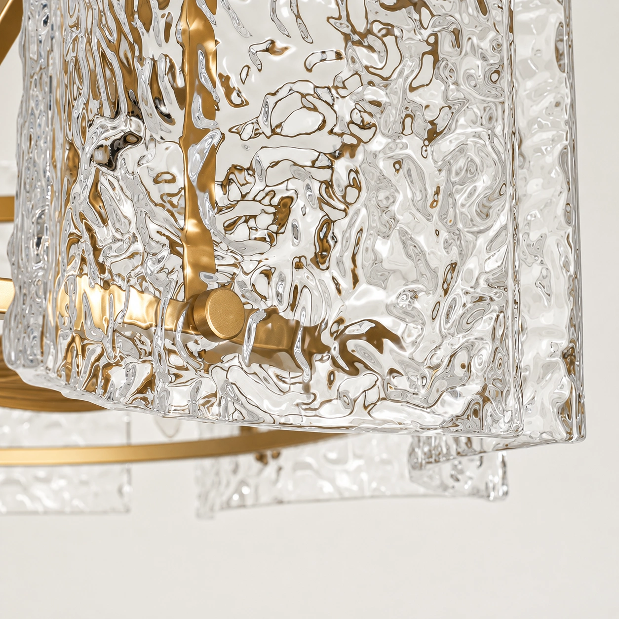 23.2-In Gold Ripple Glass Fandelier Ceiling Fan with Remote, 4-Light E12 & 6 Speeds