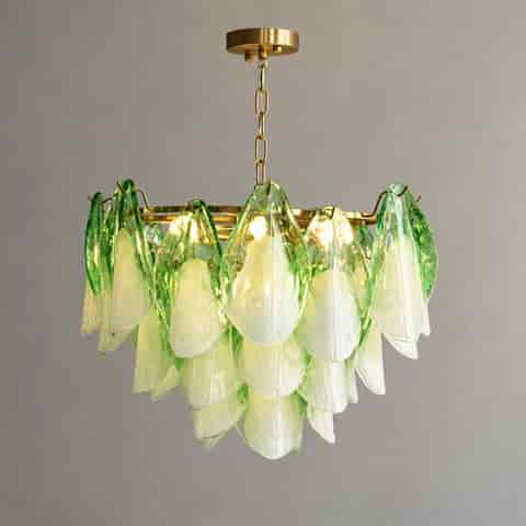 Wholesale Metal & Murano Glass Petal Chandelier, Sculptural Decorative Lighting for Hospitality, Residential & Commercial Projects