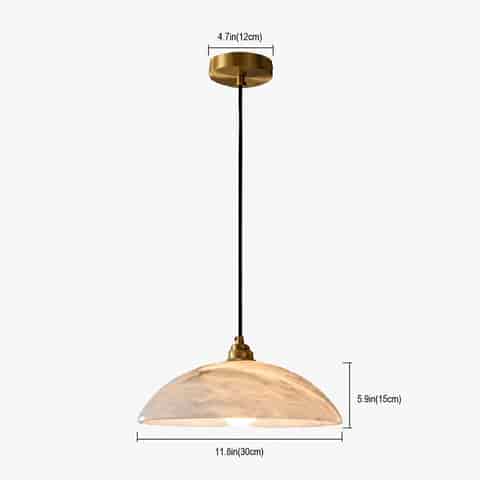 11.8 inch alabaster dome pendant light size diagram with 30 cm shade and 12 cm canopy