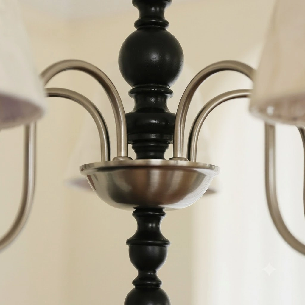 Transitional Capiz Shell Chandelier with Black Accent | 5 & 8 Light