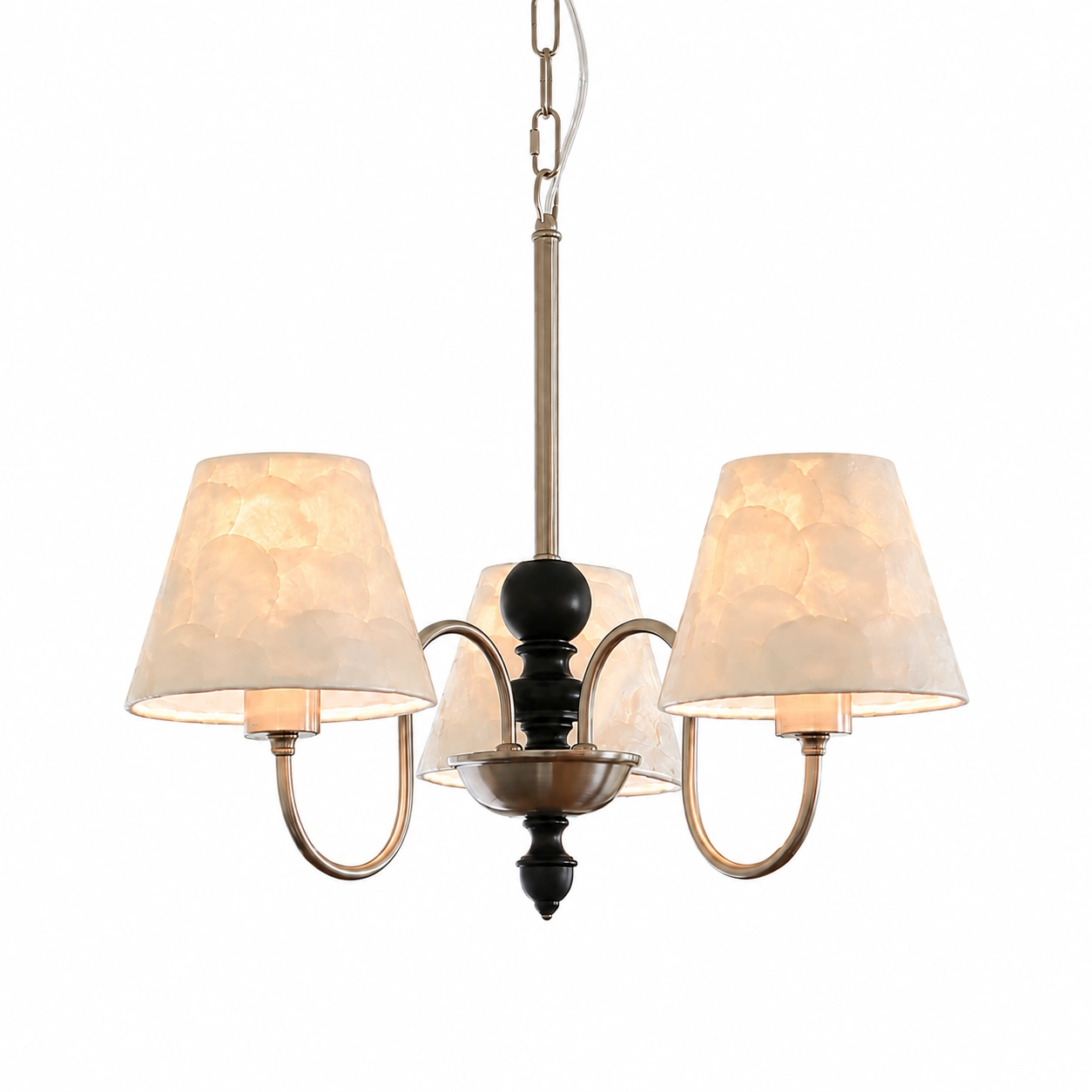Transitional Capiz Shell Chandelier with Black Accent | 5 & 8 Light