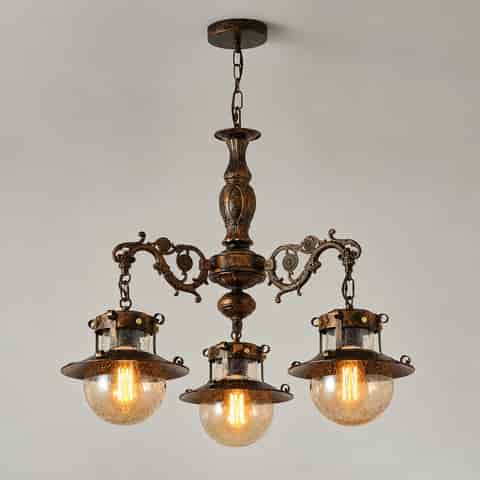 Vintage Bronze Multi-Light Chandelier with Seeded Glass for Hospitality and Residential Projects thumbnail 2