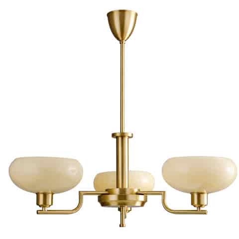 Mid-Century Opal Glass Chandelier in Brass or Chrome | 3 & 5 Light thumbnail 9