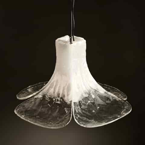 Close Up of Textured Glass Flower Pendant Light Petal Edge and Surface Detail