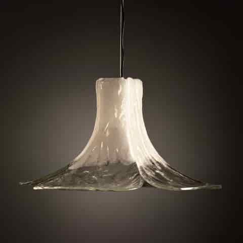 White Textured Glass Flower Pendant Light with Translucent Petal Shade