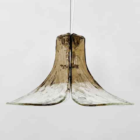 Amber Textured Glass Flower Pendant Light with Sculptural Petal Shade