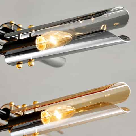 Modern Glass Branch Chandelier in Smoke Gray or Amber | Black & Brass Finish thumbnail 9